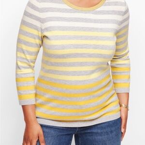 Talbots Yellow and Gray Striped Sweater
